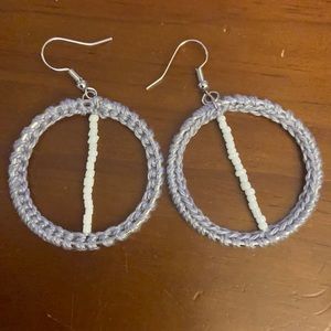 Beaded and crocheted dangle earrings